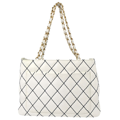 Chanel 2000-2002 White Calfskin Wild Stitch Tote Bag