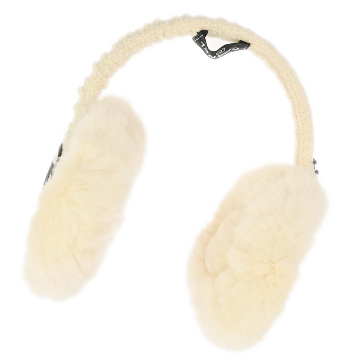Chanel White Lapin Fur Earmuffs Small Good