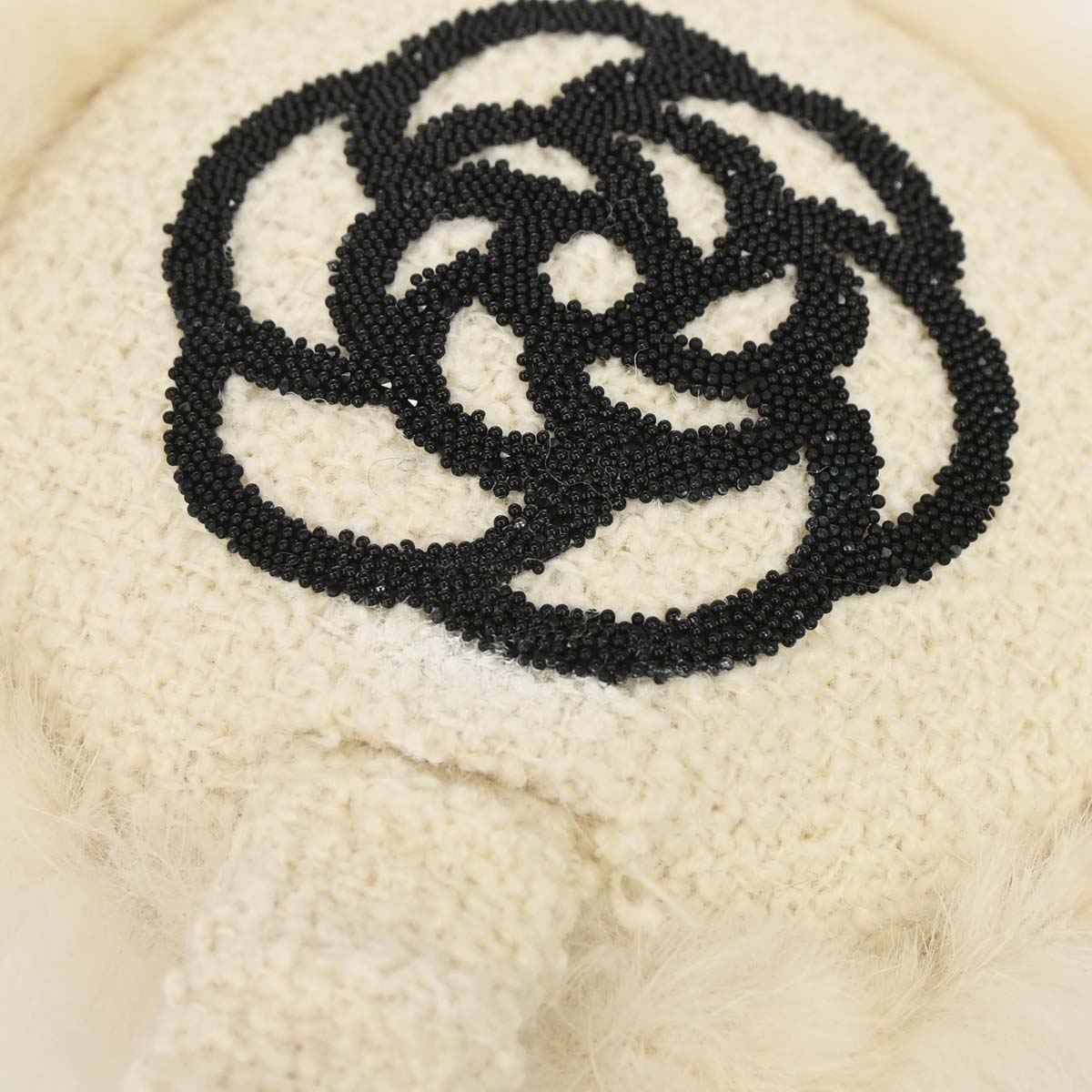Chanel White Lapin Fur Earmuffs Small Good
