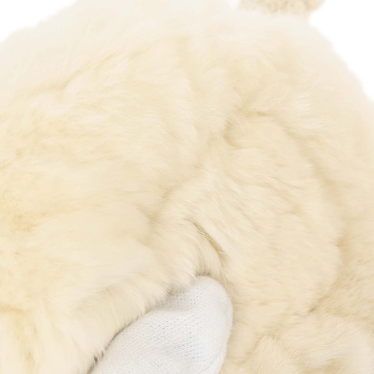 Chanel White Lapin Fur Earmuffs Small Good
