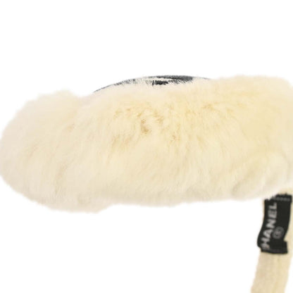 Chanel White Lapin Fur Earmuffs Small Good