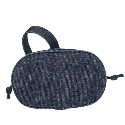Chanel 1997-1999 Navy Sequins Denim Tote Bucket Drawstring Handbag