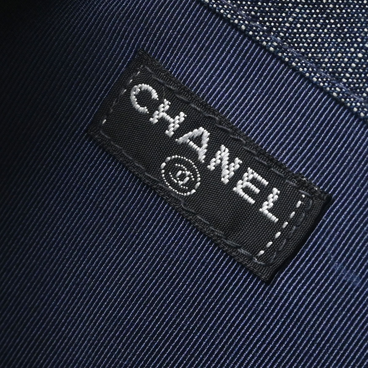 Chanel 1997-1999 Navy Sequins Denim Tote Bucket Drawstring Handbag