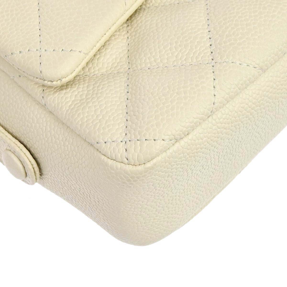 Chanel 2014-2015 Ivory Caviar Skin Easy Double Chain Flap Bag