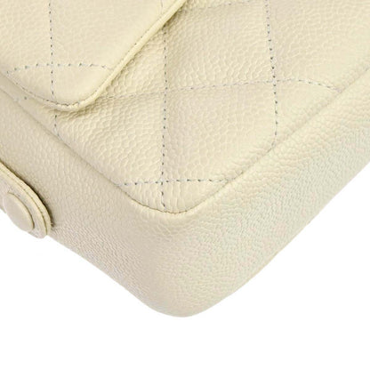 Chanel 2014-2015 Ivory Caviar Skin Easy Double Chain Flap Bag