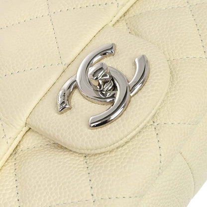 Chanel 2014-2015 Ivory Caviar Skin Easy Double Chain Flap Bag