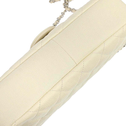Chanel 2014-2015 Ivory Caviar Skin Easy Double Chain Flap Bag