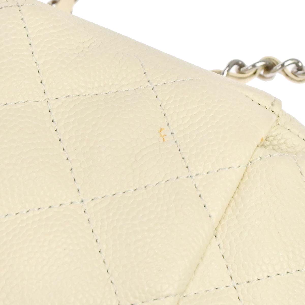 Chanel 2014-2015 Ivory Caviar Skin Easy Double Chain Flap Bag