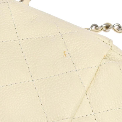Chanel 2014-2015 Ivory Caviar Skin Easy Double Chain Flap Bag