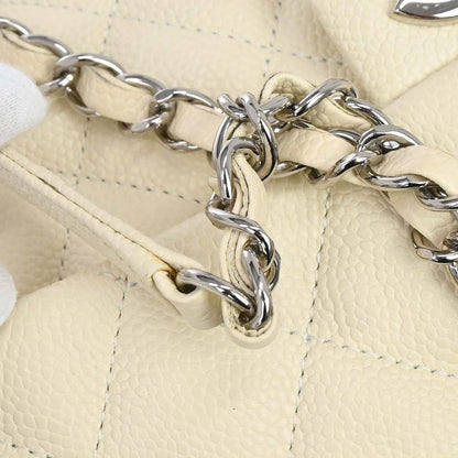 Chanel 2014-2015 Ivory Caviar Skin Easy Double Chain Flap Bag