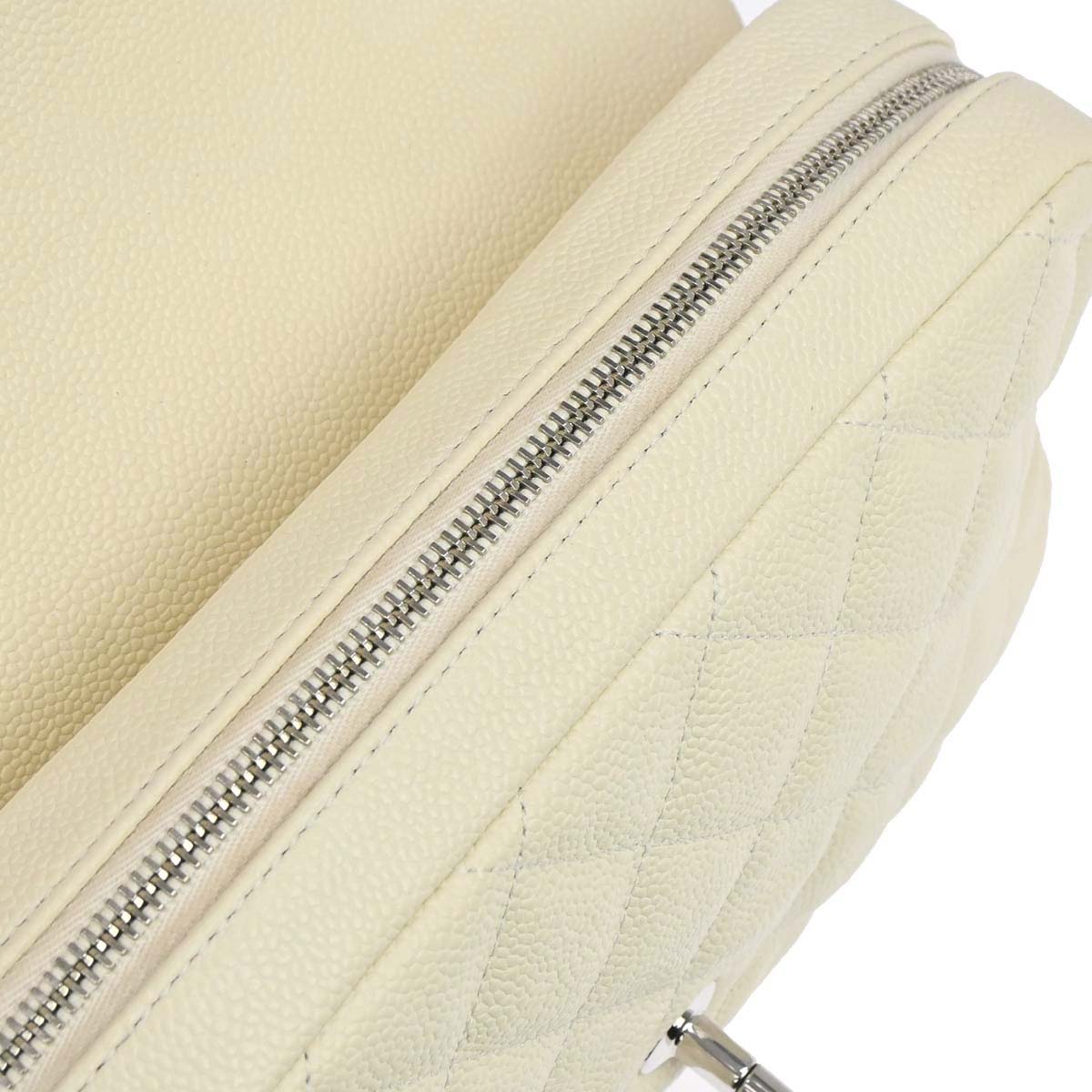 Chanel 2014-2015 Ivory Caviar Skin Easy Double Chain Flap Bag