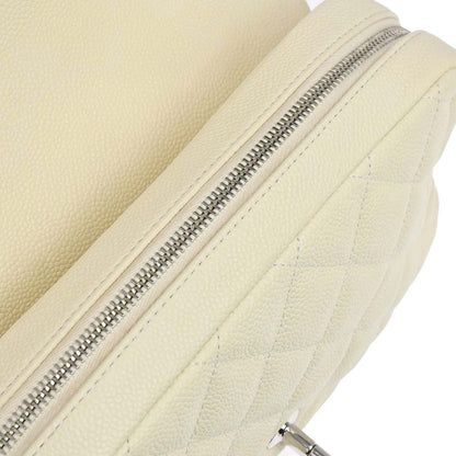 Chanel 2014-2015 Ivory Caviar Skin Easy Double Chain Flap Bag