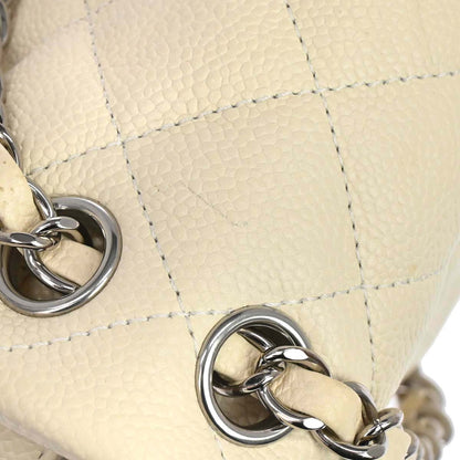 Chanel 2014-2015 Ivory Caviar Skin Easy Double Chain Flap Bag