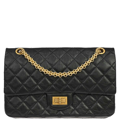 Chanel 2009-2010 Black Calfskin 2.55 Small Classic Double Flap Shoulder Bag