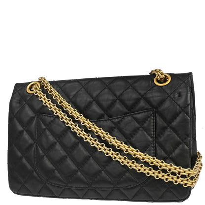 Chanel 2009-2010 Black Calfskin 2.55 Small Classic Double Flap Shoulder Bag
