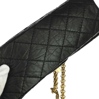 Chanel 2009-2010 Black Calfskin 2.55 Small Classic Double Flap Shoulder Bag