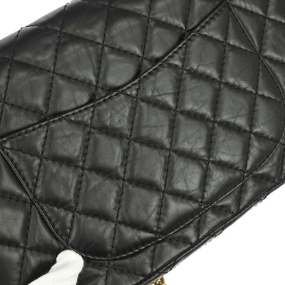 Chanel 2009-2010 Black Calfskin 2.55 Small Classic Double Flap Shoulder Bag