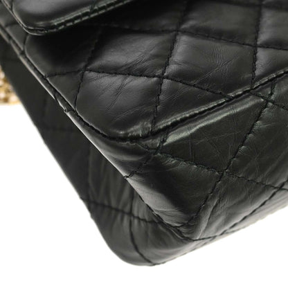 Chanel 2009-2010 Black Calfskin 2.55 Small Classic Double Flap Shoulder Bag
