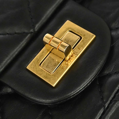 Chanel 2009-2010 Black Calfskin 2.55 Small Classic Double Flap Shoulder Bag