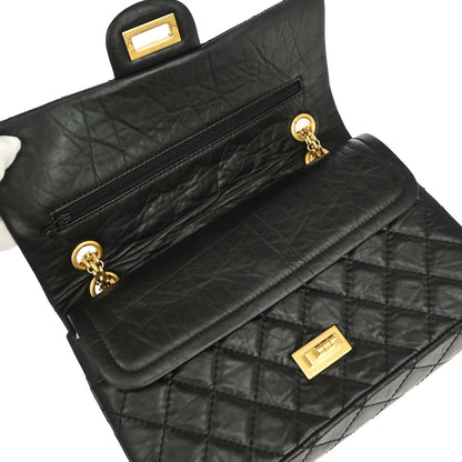 Chanel 2009-2010 Black Calfskin 2.55 Small Classic Double Flap Shoulder Bag