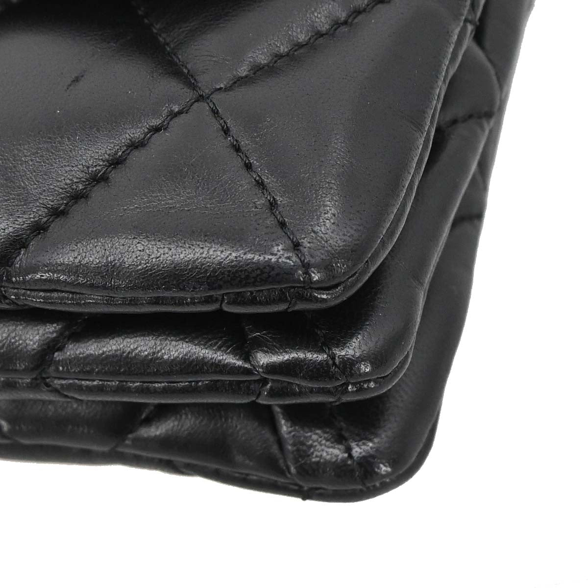 Chanel Black Lambskin 3 Accordion Flap Shoulder Bag