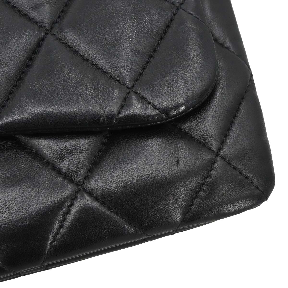 Chanel Black Lambskin 3 Accordion Flap Shoulder Bag