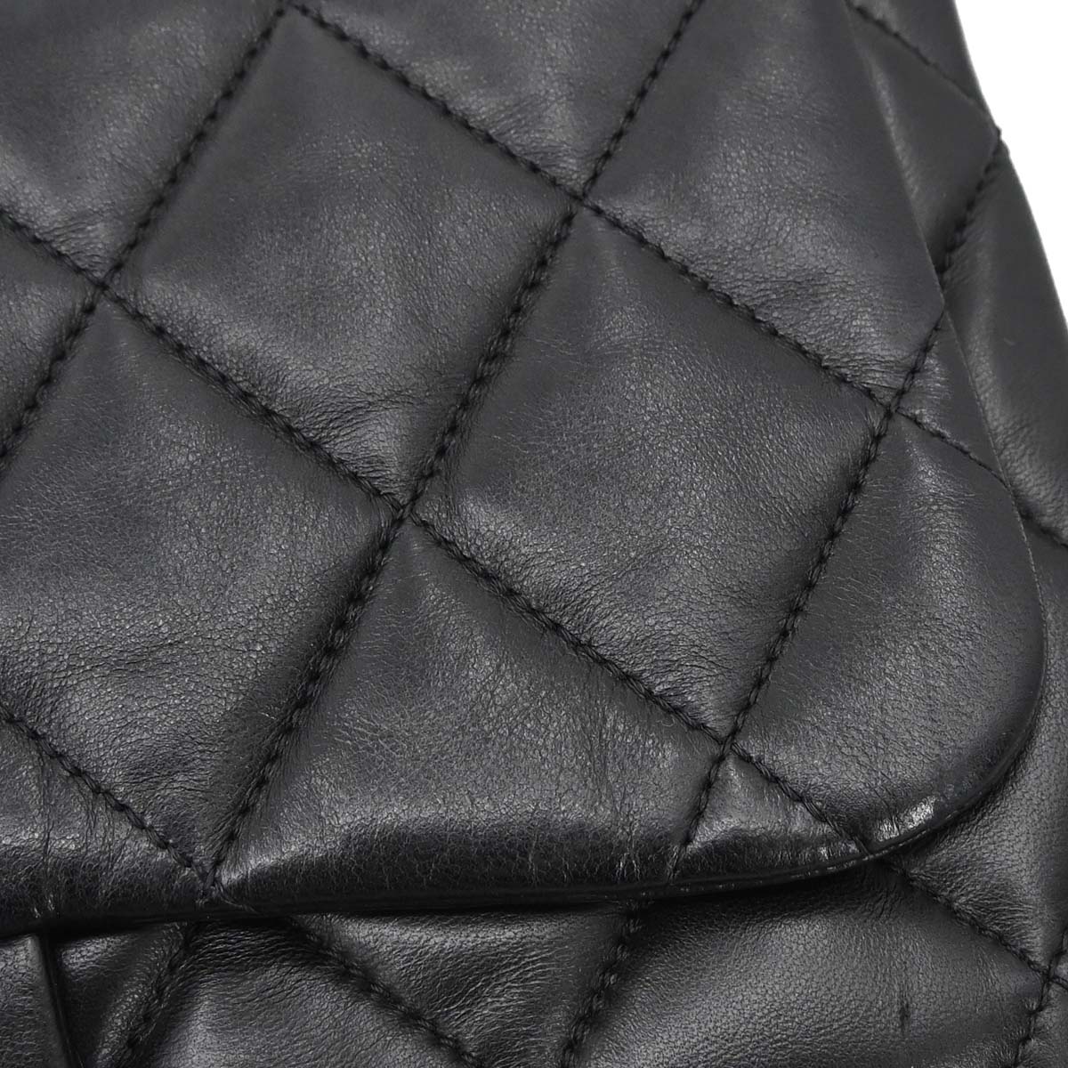 Chanel Black Lambskin 3 Accordion Flap Shoulder Bag