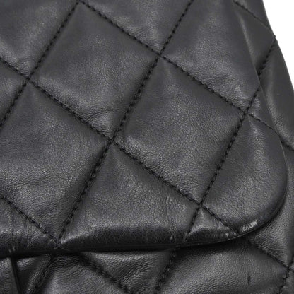 Chanel Black Lambskin 3 Accordion Flap Shoulder Bag