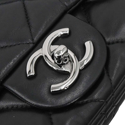 Chanel Black Lambskin 3 Accordion Flap Shoulder Bag