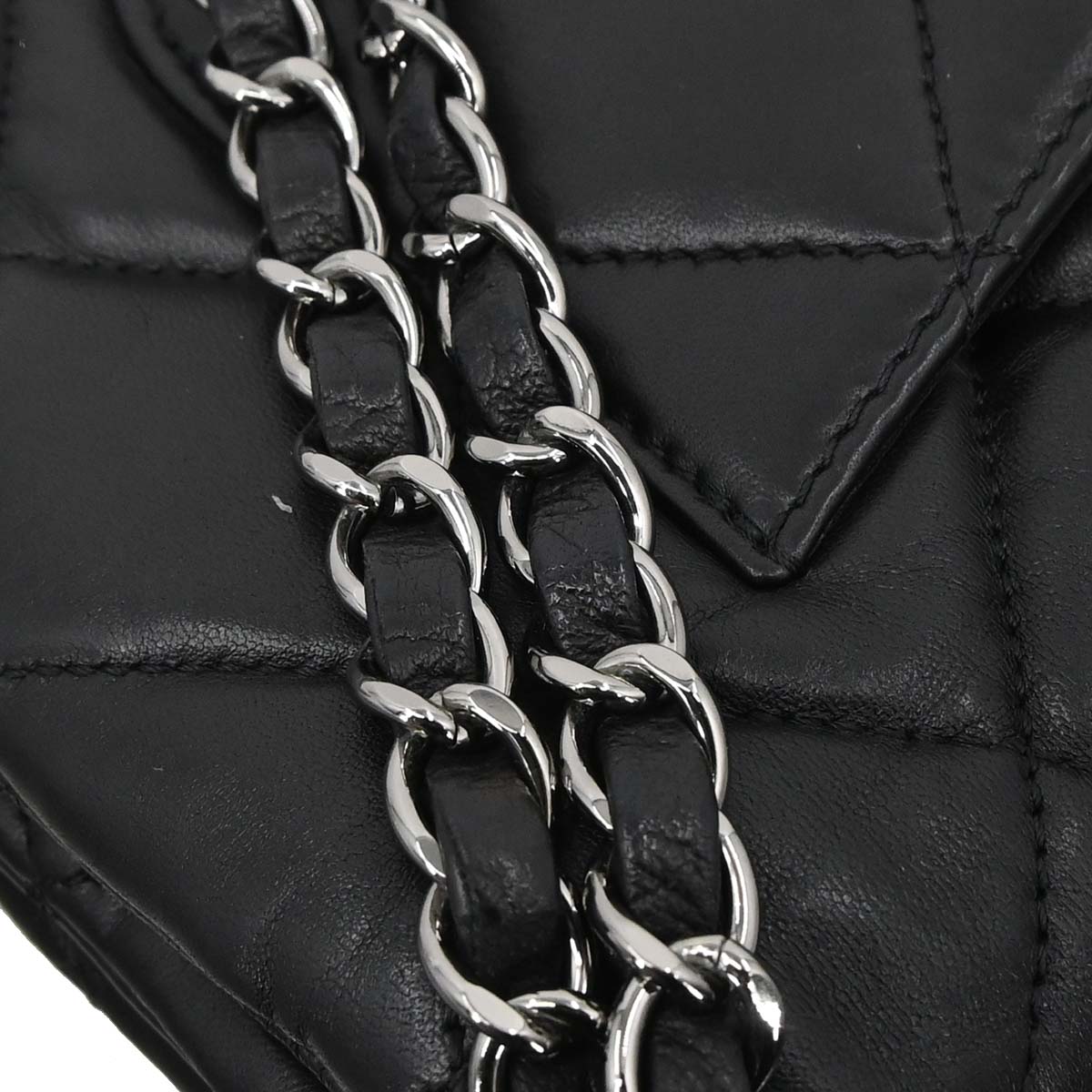 Chanel Black Lambskin 3 Accordion Flap Shoulder Bag