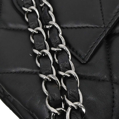 Chanel Black Lambskin 3 Accordion Flap Shoulder Bag