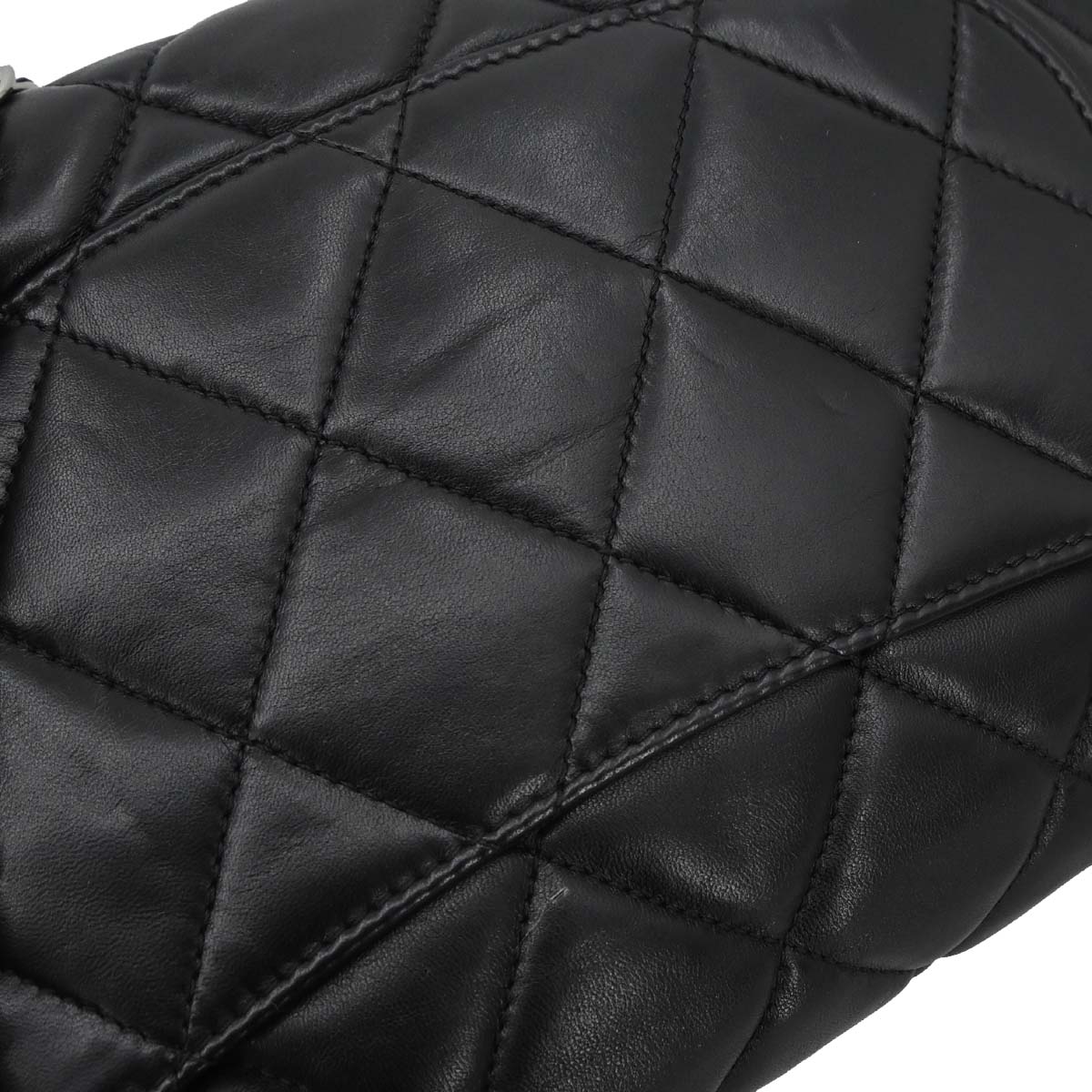 Chanel Black Lambskin 3 Accordion Flap Shoulder Bag