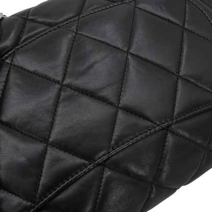 Chanel Black Lambskin 3 Accordion Flap Shoulder Bag