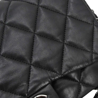 Chanel Black Lambskin 3 Accordion Flap Shoulder Bag