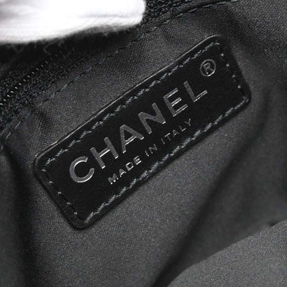 Chanel Black Lambskin 3 Accordion Flap Shoulder Bag