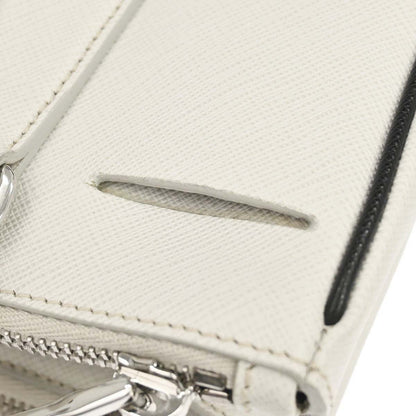 Prada White Leather Galleria 2way Shoulder Tote Handbag