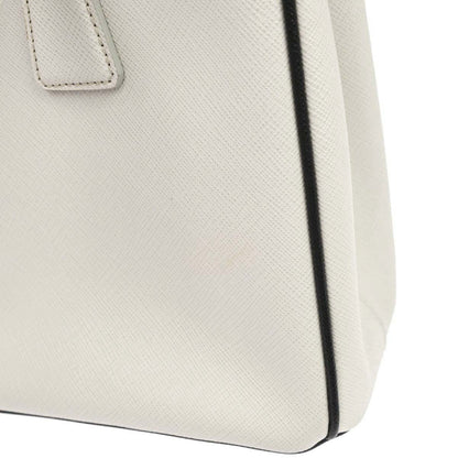 Prada White Leather Galleria 2way Shoulder Tote Handbag