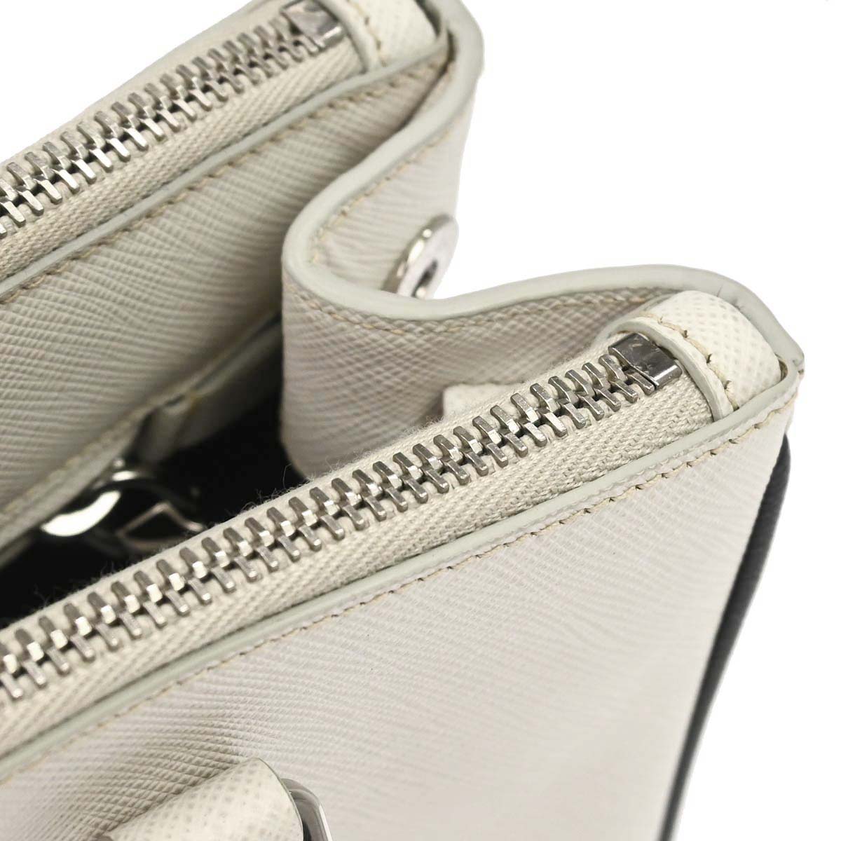 Prada White Leather Galleria 2way Shoulder Tote Handbag