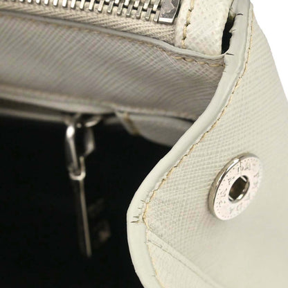Prada White Leather Galleria 2way Shoulder Tote Handbag