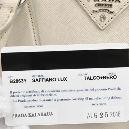 Prada White Leather Galleria 2way Shoulder Tote Handbag