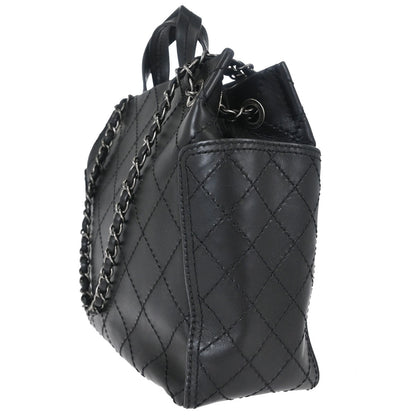 Chanel 2015-2016 Black Calfskin Wild Stitch CC Pocket Tote 2way Handbag