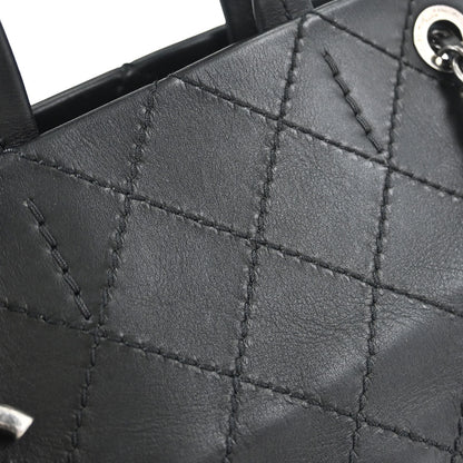 Chanel 2015-2016 Black Calfskin Wild Stitch CC Pocket Tote 2way Handbag