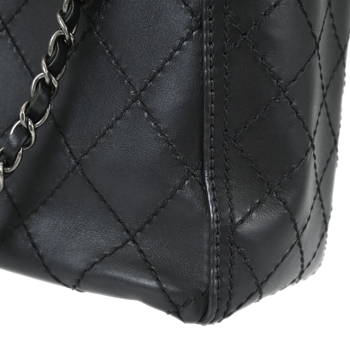 Chanel 2015-2016 Black Calfskin Wild Stitch CC Pocket Tote 2way Handbag