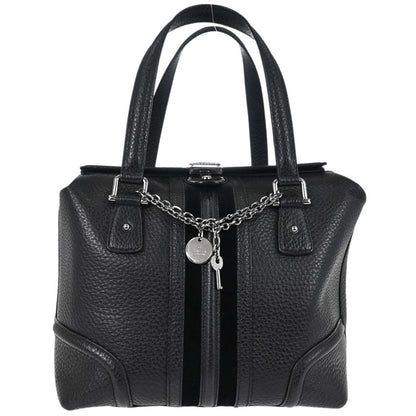 Gucci Black Leather Sherry Line Treasure Duffle Handbag