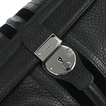 Gucci Black Leather Sherry Line Treasure Duffle Handbag