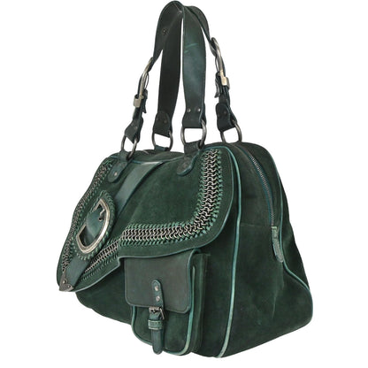 Christian Dior Green Suede Gaucho Handbag