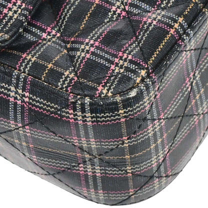 Chanel 2019 Navy Calfskin Plaid Printed Flap Bag Shoulder Bag