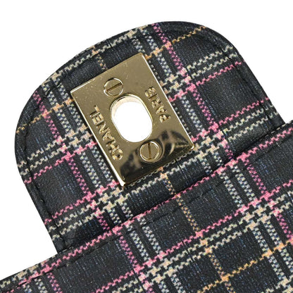 Chanel 2019 Navy Calfskin Plaid Printed Flap Bag Shoulder Bag