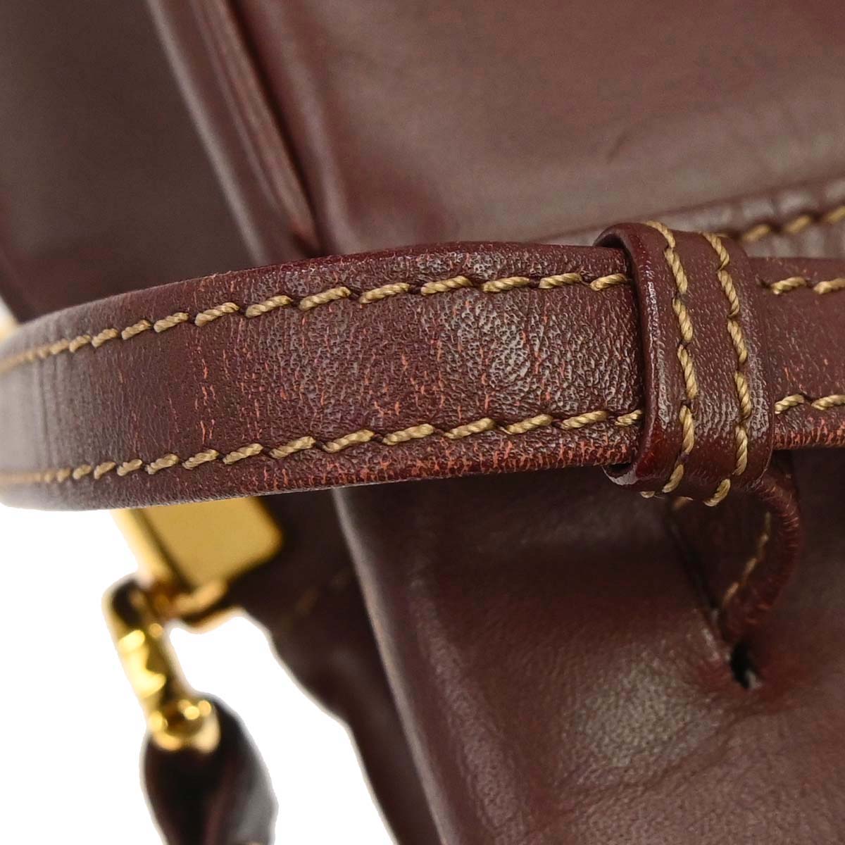 Cartier Bordeaux Leather Must de Cartier Drawstring Shoulder Bag