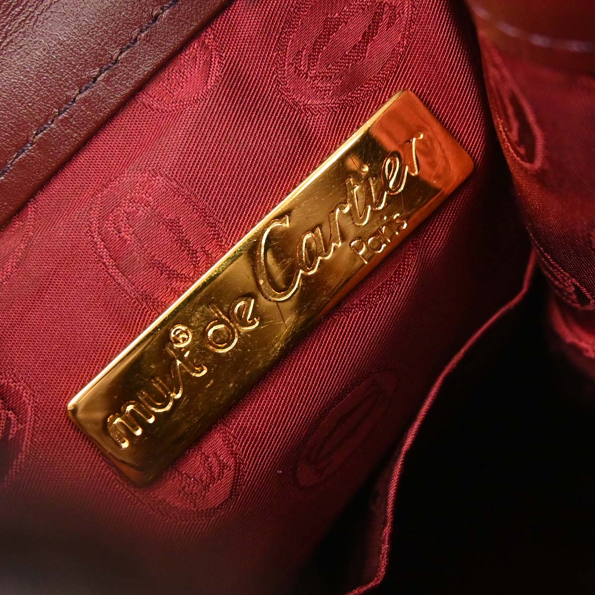 Cartier Bordeaux Leather Must de Cartier Drawstring Shoulder Bag